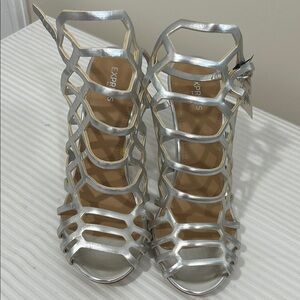 Express Silver Women's Heeled Sandals